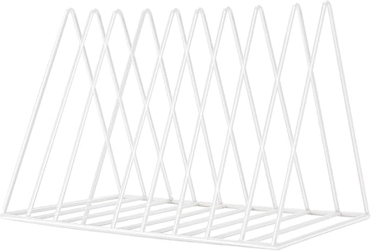 Sooyee 9 Slot White Magazine Holder,Desktop File Sorter Organizer Triangle Bookshelf Decor Home Office