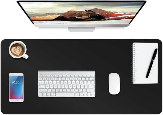 Boutilon Leather Desk Pad Protector,Non-Slip Mouse Pad,Laptop Desk Pad,Office Mouse Mat,Waterproof Leather Desk Blotter,Desk Writing Pad for Office and Home,Laptop Blotter (XL-Black,35.4"x 15.7")