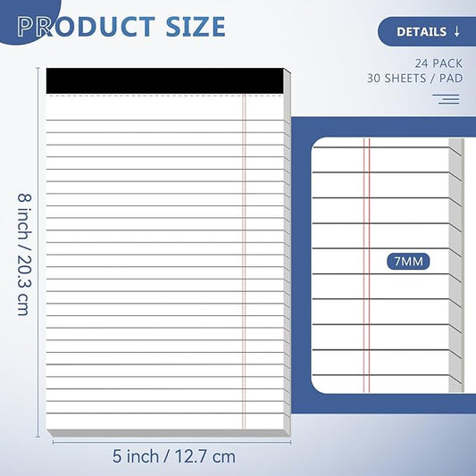 Nichela 5" x 8" Note Pads 10 Pack of Legal Pads 21lb Notepad College Ruled Legal Pad 30 Sheets Perforated Small Writing Pads Double-Side Printed Pad of Paper for School, College, Office