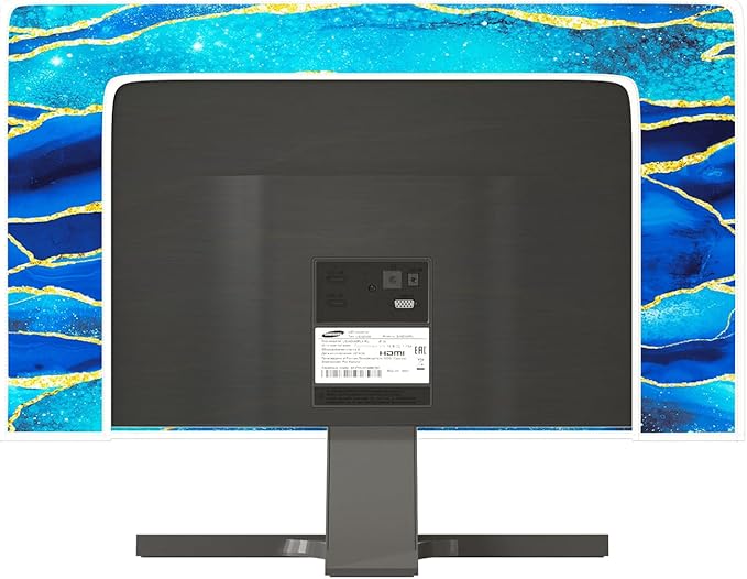 Baocicco Royal Blue Marble Waterproof Computer Monitor Dust Cover 22, 23, 24, 25 Inch Creative Design Monitor Accessories Laptop TV LCD Screen Monitor Decoration for Tablet Computer Decorations