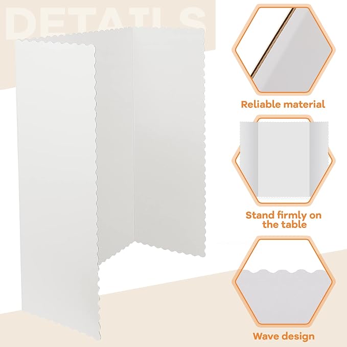 Henoyso 12 Pcs 36 x 48 Inch White Trifold Poster Board Large Tri Fold Presentation White Display Board Foldable Paperboard for Science Fair School Business Project Exhibition
