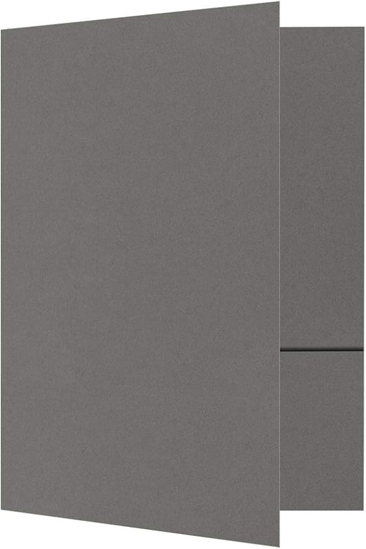 LUXPaper 9" x 12" Presentation Folders | Two Pocket | Smoke Gray | 100lb. Cover | 100 Qty