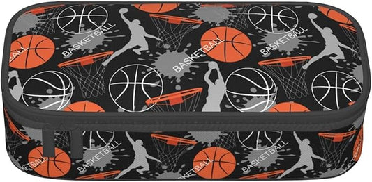 Basketball Fun Sport Ball Pencil Case Big Capacity Storage Pencil Pouch Stationery Bags With Zipper Portable Pen Holder Box Organizer For Boys Girls Teens Student College School Office Supplies