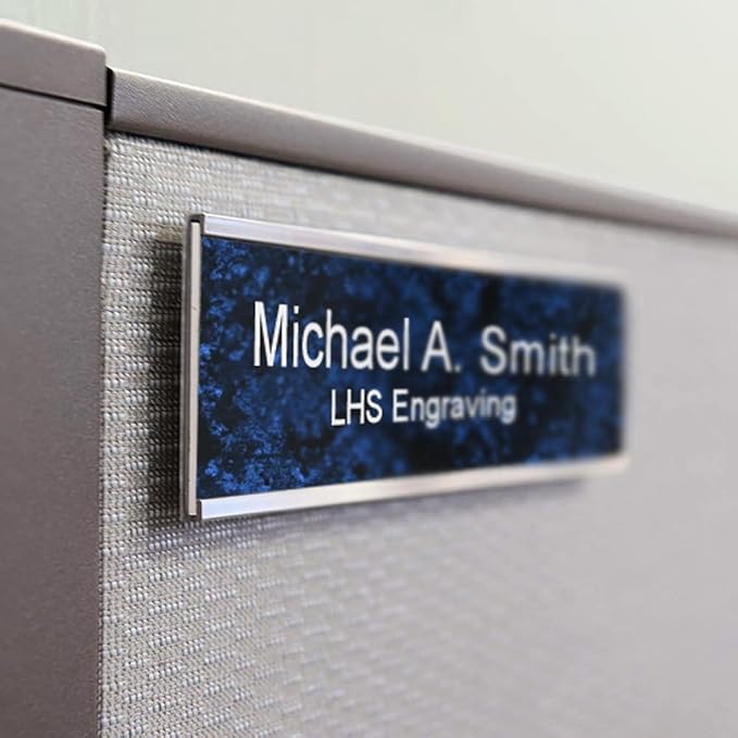 Engraved Name Plates for Door Sign Personalized Black Plastic Plaque with Red Letters - Made in USA 2x8 B19