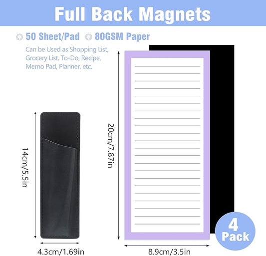 Thboxes 4 Pack Magnetic Note Pad for Fridge with Pen Holder, Totally 200 Sheets Magnetic To Do List, Grocery List, Shopping List, Memo Pads for Refrigerator（Light Color）