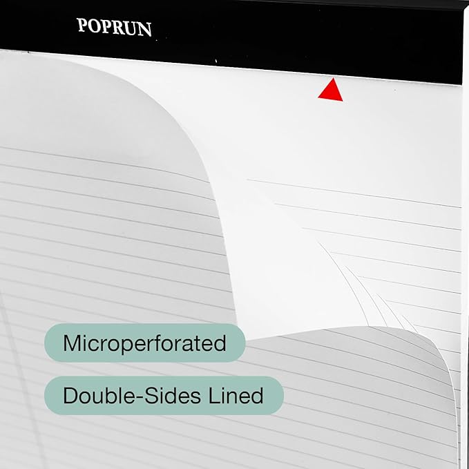 POPRUN White Legal Pads 8.5 x 11.75 Wide Ruled, 100GSM Writing Paper Pad, Bulk Lined Notepad Notebooks for Work School, Classroom Office Supplies, 3 Pack