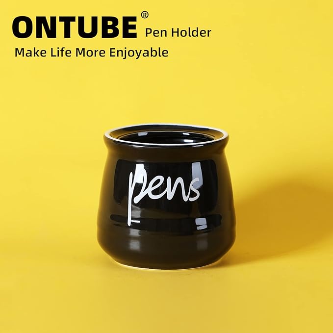 ONTUBE Porcelain Pen & Pencil Holder Stand — Black