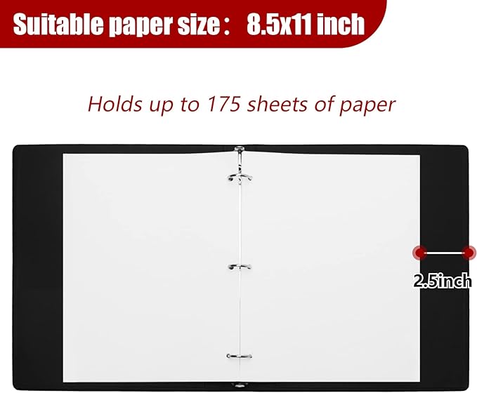 Vienrose 3 Ring Binder 1 Inch Round Rings with Linen Fabric Cover, Fits 8.5 x 11 Inch Paper, Durable Organizer for School, Office, Home, Recipes (2 Pack,Black)