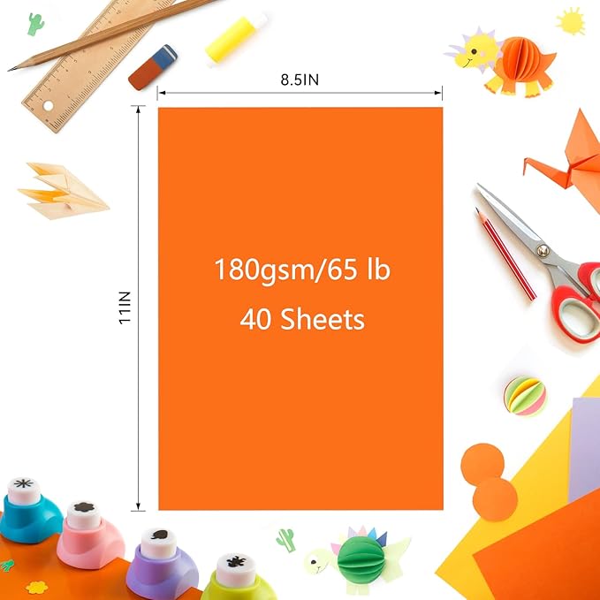 Gray Cardstock Bulk 40 Sheets 8.5 x 11 Inches, 180GSM/65LB Colored Card Stock Paper, Construction Craft Paper for DIY Crafts, Card Making, Scrapbooking & Printing