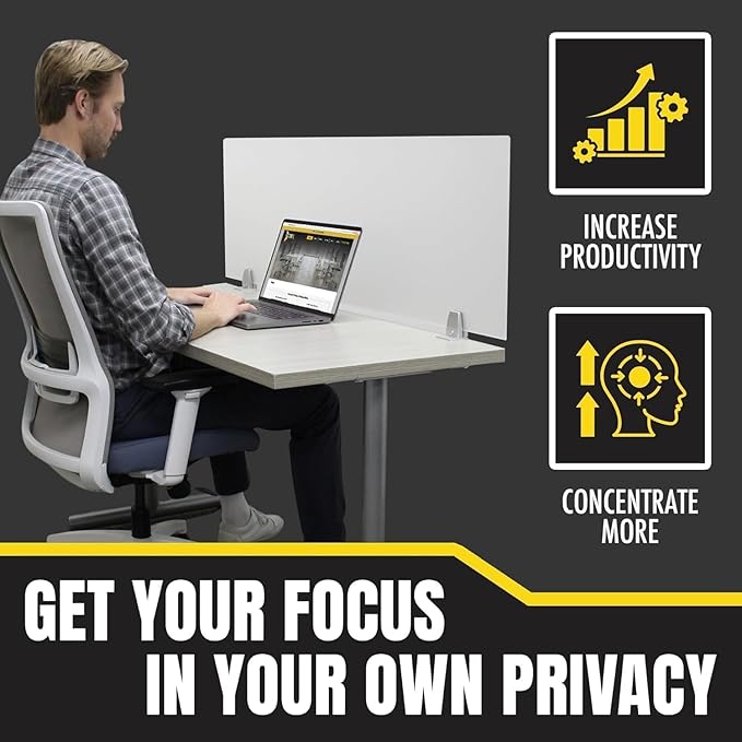 OBEX Clear Acrylic Desk Mounted Privacy Panel, 24" x 66", Clear