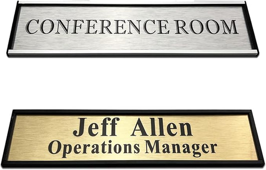 SINKAA Personalized Name Plate for Door or Wall, 2 x 8 inch Custom Office Aluminum Door Name Plates with Two Lines Custom Text, Office Gifts for Coworkers Boss Teacher, Employee Appreciation Gifts