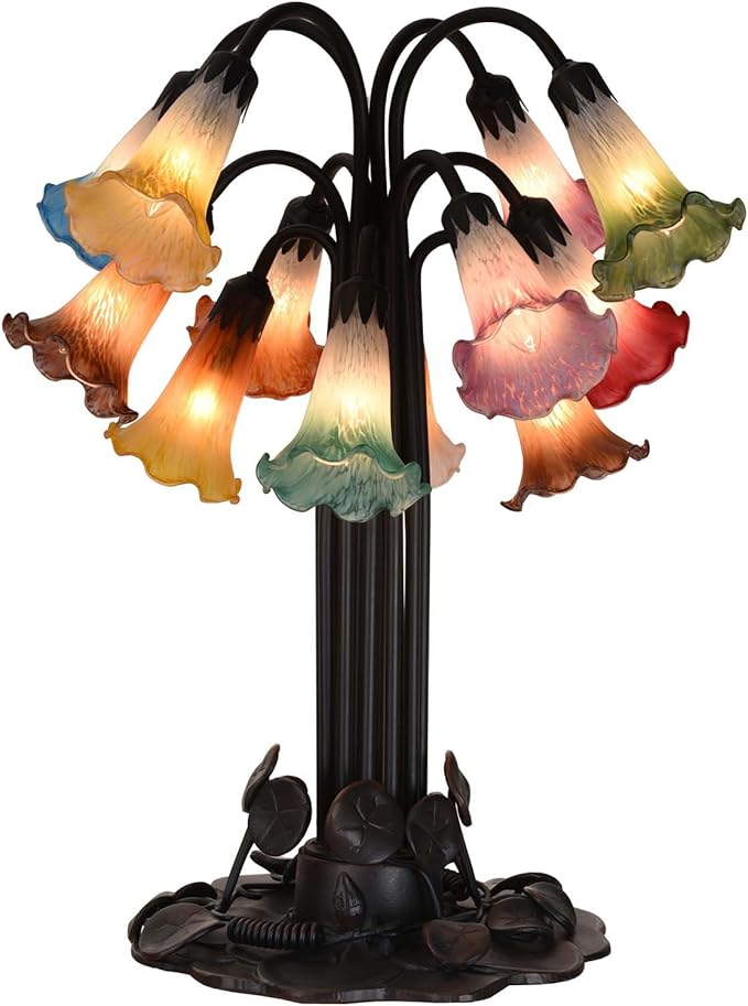 Bieye LS05S Lily Flower Blown Glass Lampshade (White Green, Opening I.D. 0.87" x O.D. 1")