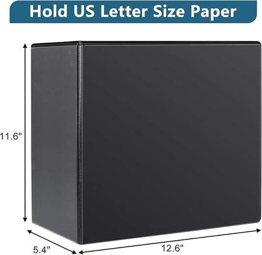 CIXILDTS 5" 3 Ring Binder, Standard 5-Inch Slant-D Ring Binder Fit Letter Size Paper, Presentation View Binders, 6 Packs, Black