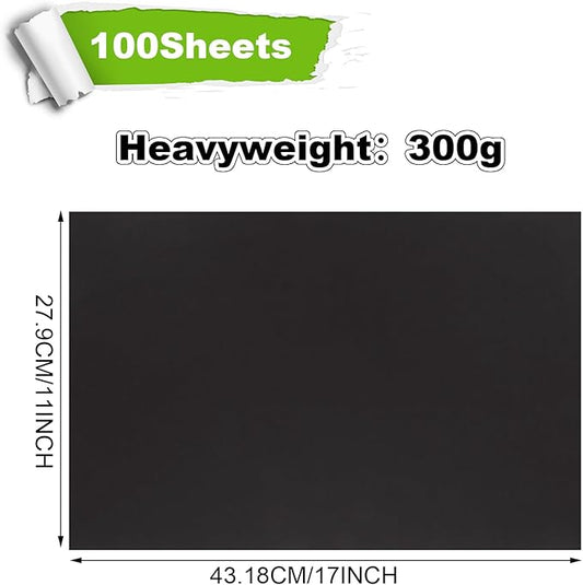 QTLCOHD 100 Sheets Black Cardstock 11 x 17 Inches Black Construction Paper Bulk Heavy Cover Card Stock for DIY Crafts Cards Making