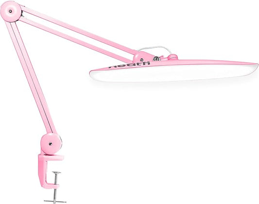 Neatfi XL 2,200 Lumens LED Desk Lamp with Clamp, 24 Watt Bright Architect Task Lamp, 20 Inches Dimmable Computer Light, Adjustable Desk Light for Home, Office, Crafts, Nails & Hobbies (Non-CCT, Pink)