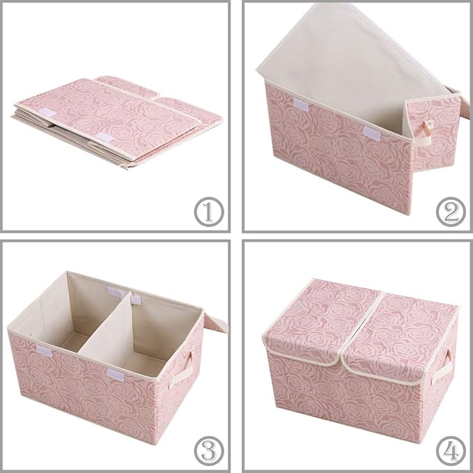 PRANDOM Large Stackable Storage Bins with Lids Fabric Decorative Storage... (1..