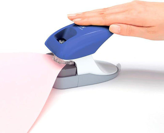 Plus Paper Clinch Desktop Staple-Free Stapler — Blue