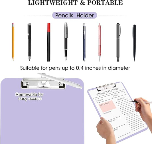TFDLCG zm 1 PCS Purple Clipboard with Pen Holder, Standard A4 Letter Size,Nursing Clip Boards 8.5x11 Heavy Duty, Low Profile Clipboards for Women Kids Teacher, School Office Home Work