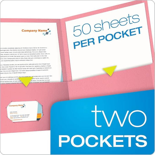 Oxford Twin-Pocket Folders, Textured Paper, Letter Size, Pink, Holds 100 Sheets, Box of 25 (57568EE)