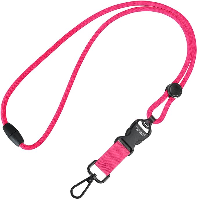 Fishent Breakaway Neck Lanyards for ID Badges, Adjustable Durable Heavy Duty Lanyard with Detachable Buckle for Keys Holder (Pink)