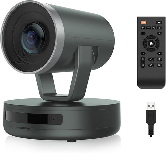 NEARITY V410 NDI PTZ Camera, 2K 10x Hybrid Zoom Video Conference Webcam, AI-Powered Noise Cancellation, 4 Preset Positions, 350° Pan&60° Tilt, 120° FOV, Remote Control for Zoom/Teams/Google Meet