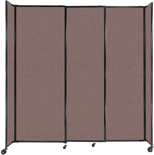 Versare Straightwall Sliding Portable Wall Partition | Freestanding Office Dividers | Locking Wheels | Temporary Room Separator | 7'2'' Wide x 7'6'' Tall Latte Fabric Panels