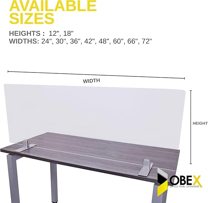 OBEX Acrylic Free-Standing Privacy Screen — Modern Desk Divider