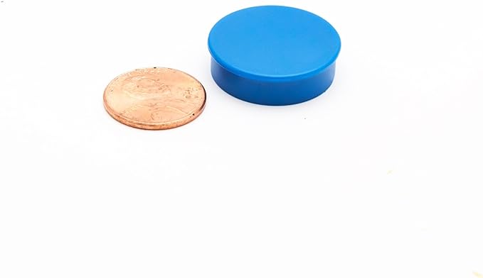 Bullseye Office 24 Round Blue Fridge Magnets, Button Shaped, Small Colorful Magnetic Discs for Kitchen, Cabinet or Classroom, Perfect Whiteboard Supplies for Teachers (Blue)