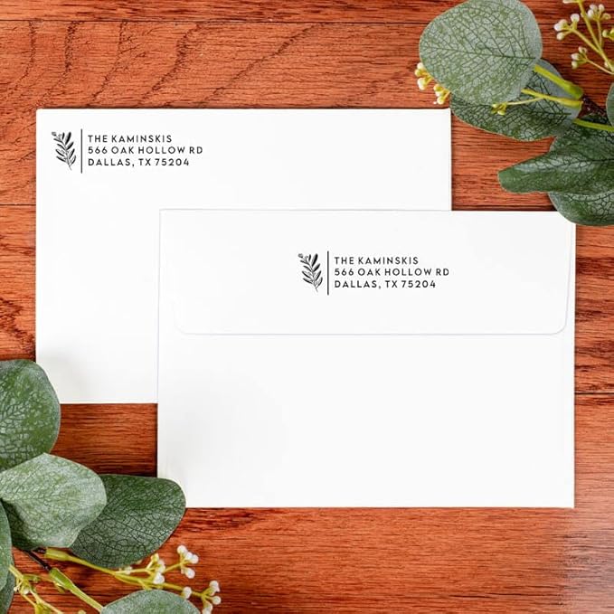 Custom Floral Address Stamp | Choose from 12 Designs | Multiple Ink Color Options | Envelope Return Address Stamp for Couple or Family (Design 2, Large)