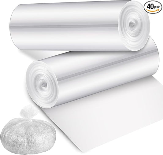 Baderke 40 Pcs Shredder Bags 15 Gallon Paper Shred Waste Bags 26'' x 30'' White Clear Trash Can Liners for Small Shredders