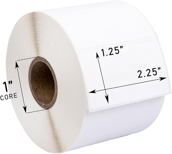 HOUSELABELS 2.25" x 1.25" Address Labels on 1" Core in Polypropylene Compatible with Zebra and Rollo Printers, 12 Rolls / 1,000 Labels per Roll