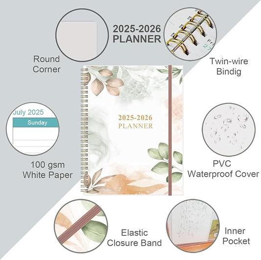 2026-2027 Planner - Weekly & Monthly Planner from January 2026 - June 2027, Planner 2026-2027 with Elastic Closure, Inner Pocket, 8.5" x 11", Rose Leaf