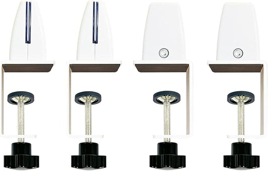 Jhanw Desk Divider Clamp For 1/8" To 0.51" Panel, Adjustable Desk Partition Clamp For 0.32" To 2.04" Desktop, Standing Desk Accessories For Desk Privacy Folders, White Sneeze Guard Holder 4-pack