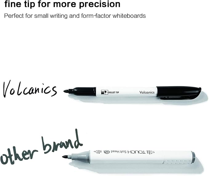 Volcanics Black Dry Erase Markers — Fine Tip, Low-Odor, 30 Count