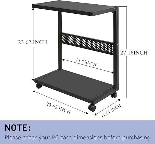 Bfttlity Large PC Stand Computer Tower Stand 2-Tier Metal CPU Holder with Locking Caster Wheels Suitable for Most PC (Black,XL)