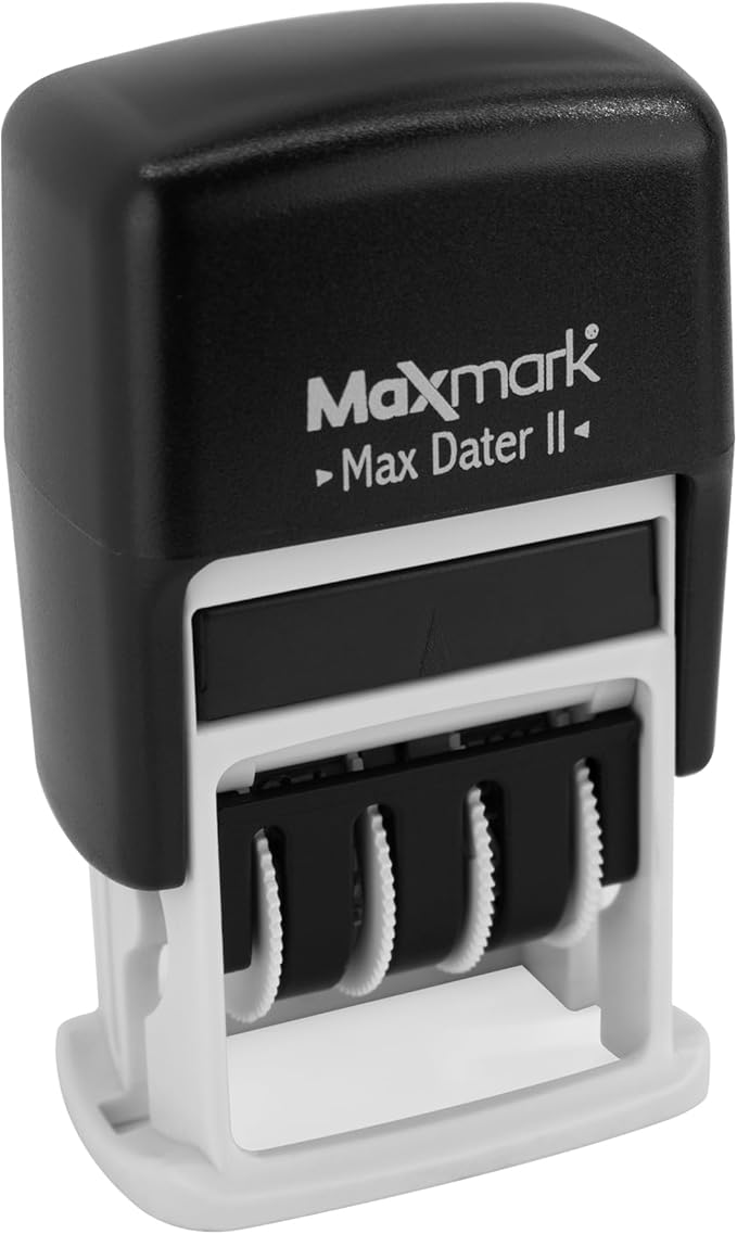 MaxMark Self-Inking Rubber Date Office Stamp with Denied Phrase & Date - Black Ink (Max Dater)