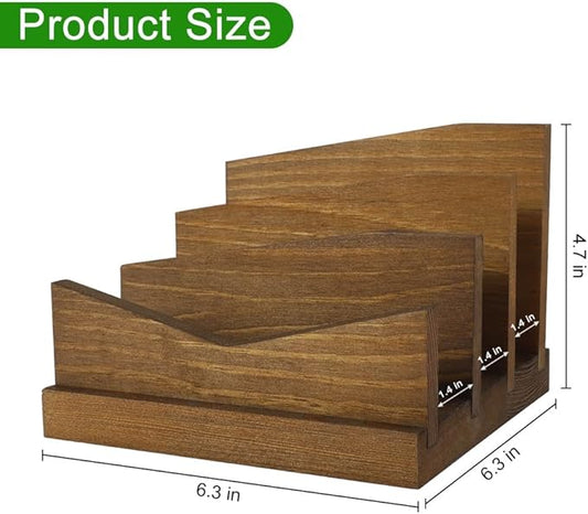 Picowe Desk Mail Organizer Wooden Mail Holder, 3 Slots Letter Holder Organizer Envelope Organizer for Home Office
