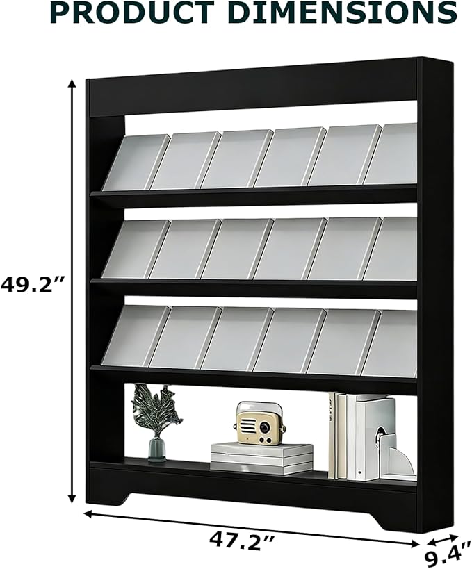 LHIUGE 4-Layer Brochure Display Rack,Freestanding Wooden Magazine Rack,Standing Literature Display Rack Brochure Holder for Home, Office, Retail Display