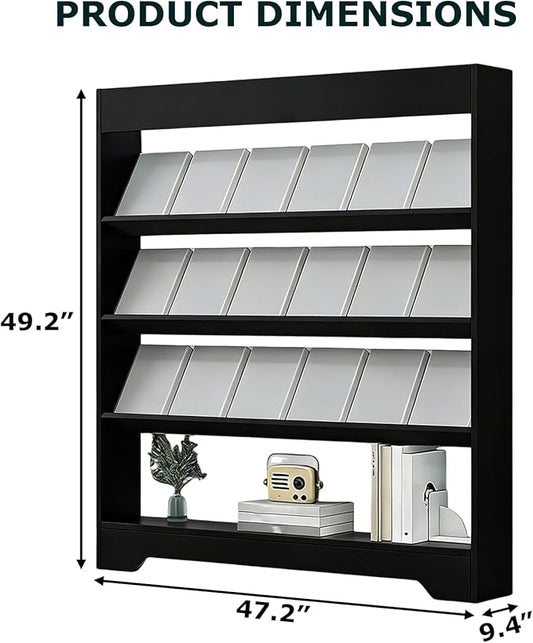 LHIUGE 4-Layer Brochure Display Rack,Freestanding Wooden Magazine Rack,Standing Literature Display Rack Brochure Holder for Home, Office, Retail Display
