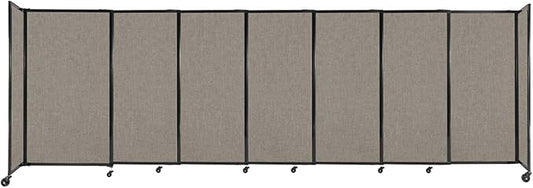 Versare Straightwall Sliding Portable Wall Partition | Freestanding Office Dividers | Locking Wheels | Temporary Room Separator | 15'6" Wide x 5' Tall Warm Pebble Fabric Panels
