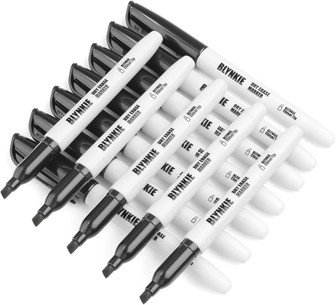 Blynkie Dry Erase Markers — Chisel Tip, Black, 102-Pack