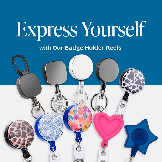 Will Well ID Badge Holder Reel with Clip and Keyring - Heavy-Duty All-Metal Casing with 27.5"UHMWPE Fiber Pull Cord for Durability and Easy Access, Holds up to 8 Keys - 2-Pack, Round, Glossy Silver
