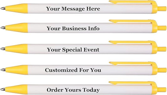 RevMark Personalized Ballpoint Pen, Custom Printed Name, Business or Event Information, Timeless Advertising, USA Made Pens, Promotional Marketing, Smooth Black Ink, Bulk Pack (Yellow,250 Ct)