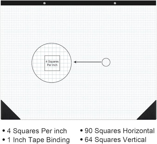 Large Engineering Graph Paper - 22" x 17" Grid Paper, 50 Sheets/100 Pages, 4"x4" Blue Grid Paper Pad Giant Drafting Pad Sketching Graph Paper for Engineer Architect Designer Mathematician Draftsman