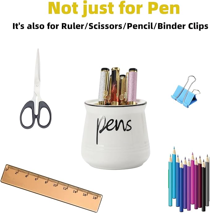 ONTUBE Porcelain Pen & Pencil Holder Stand — White