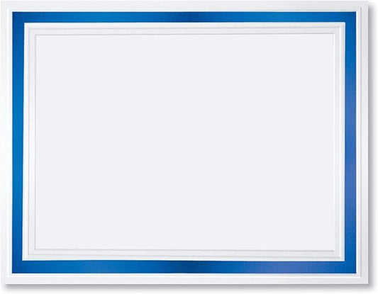 PaperDirect Pristine Specialty Certificates, 50 Sheets of 38lb White Paper, 8½" x 11", Blue Bold Foil Border, Perfect for Awards, Students, Employees, Volunteers, Course Completion, Diplomas