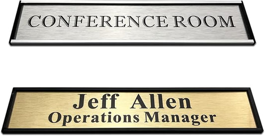 SINKAA Personalized Name Plate for Door or Wall, 2 * 10 inch Custom Office Aluminum Door Name Plates with Two Lines Custom Text, Office Gifts for Coworkers Boss Teacher, Employee Appreciation Gifts