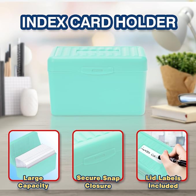 H4D 3x5 Index Card Holder with 100 Heavyweight Ruled Index... (Mint, 3x5)
