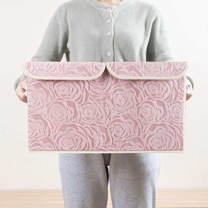 PRANDOM Large Stackable Storage Bins with Lids Fabric Decorative Storage... (1..