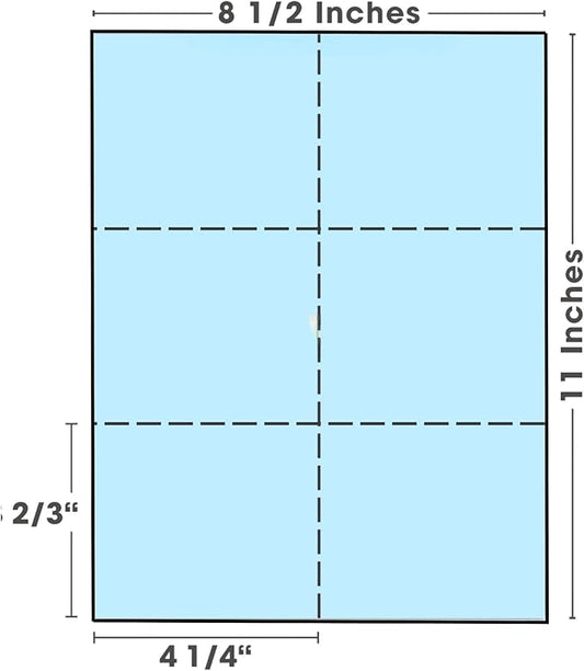 Limited Papers (TM) 8.5x11 Perforated Paper, 20/50 Pound, 75 GSM, Variety of Perforation Sizes and Colors, for Forms, Tickets, Postcards, Business Cards. (Canary, 6 up)